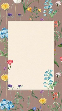 Floral frame mobile wallpaper, vintage illustration by Pierre Joseph Redouté. Remixed by rawpixel.