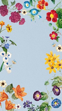 Vintage floral phone wallpaper, Spring illustration by Pierre Joseph Redouté. Remixed by rawpixel.