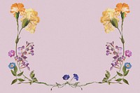 Floral pastel purple background, vintage flower border illustration by Pierre Joseph Redouté. Remixed by rawpixel.