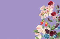 Purple background, vintage sweet pea border illustration by Pierre Joseph Redouté. Remixed by rawpixel.