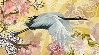 Flying Japanese crane computer wallpaper, traditional animal illustration