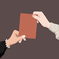 Hands holding card vector illustration