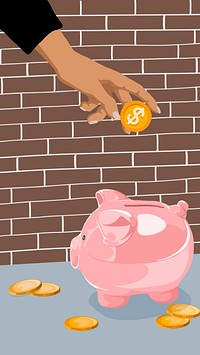 Saving & finance iPhone wallpaper, vector illustration