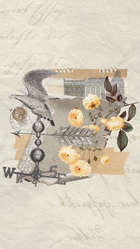 Vintage weather vane iPhone wallpaper, flower collage background
