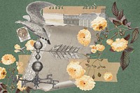 Vintage weather vane background, flower collage