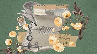 Vintage weather vane desktop wallpaper, flower collage background
