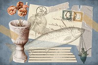 Vintage flower collage background, paper crafts