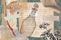 Vintage floral scrapbook background, ripped paper design