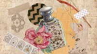 Vintage flower collage desktop wallpaper, paper crafts background