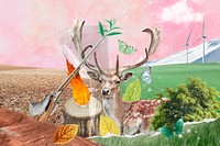 Stag animal aesthetic background, surreal environment remix