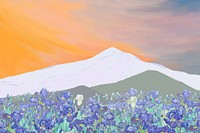 Mountain & Van Gogh's  irises background, remixed by rawpixel