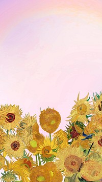 Van Gogh's sunflower  phone wallpaper, remixed by rawpixel