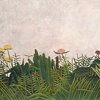 Henri Rousseau's spring flower background, remixed by rawpixel