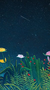 Henri Rousseau's nature iPhone wallpaper, remixed by rawpixel