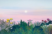 Henri Rousseau's flower background, botanical illustration, remixed by rawpixel