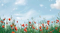 Aesthetic sky HD wallpaper, wildflower border remix background