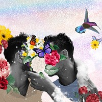 Gay couple kissing, surreal LGBTQ remix