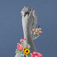 Couple holding hands, surreal flower remix