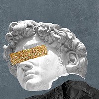 Greek God statue with gold tape remix