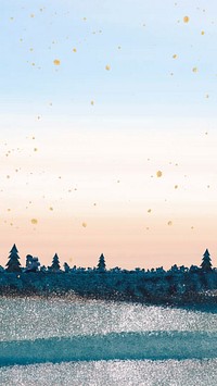 Winter landscape illustration iPhone wallpaper