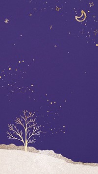 Purple winter landscape phone wallpaper