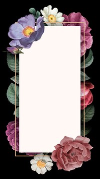 Vintage floral frame mobile wallpaper, aesthetic botanical illustration