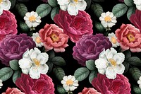 Aesthetic vintage flower patterned background, botanical illustration