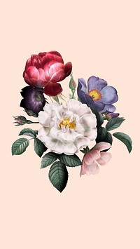 Aesthetic watercolor floral mobile wallpaper, vintage botanical illustration