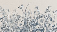 Aesthetic beige flower desktop wallpaper, vintage botanical illustration