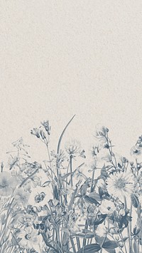 Aesthetic beige iPhone wallpaper, vintage flower border illustration