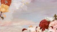 Autumnal flower desktop wallpaper, vintage floral background. Remixed by rawpixel.