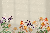 Vintage columbine flower border background. Remixed by rawpixel.