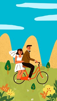 Wedding couple doodle iPhone wallpaper