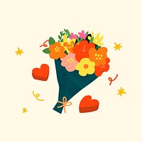 Valentine's flower bouquet doodle illustration