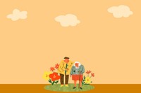 Cute old couple border background