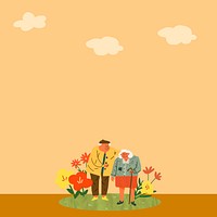 Cute old couple doodle border