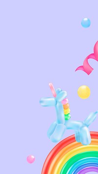 3D unicorn balloon mobile wallpaper, cute design