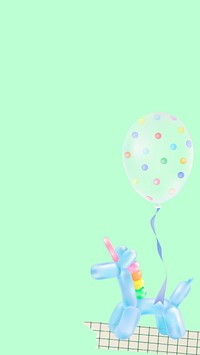 Unicorn birthday mobile wallpaper, balloon art