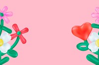 Flower balloon art background, cute Valentine's day design