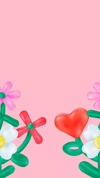 Flower balloon pink mobile wallpaper, cute design