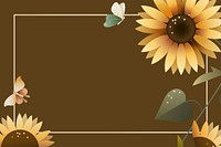 Brown geometric sunflower floral background