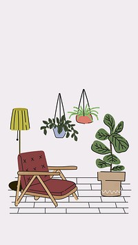 Living space mobile wallpaper, aesthetic illustration