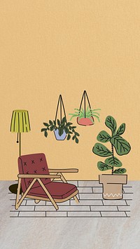 Living space mobile wallpaper, aesthetic illustration