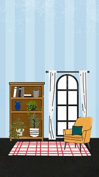 Interior design iPhone wallpaper, aesthetic illustration