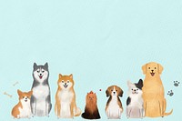 Cute dog border, blue background