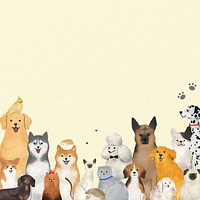 Cute pet border, beige background