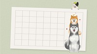 Beige grid desktop wallpaper, cute dog design