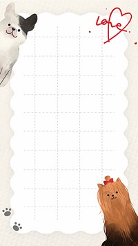 Grid notepaper dog mobile wallpaper, cute animal design