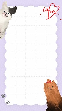 Dog grid paper phone wallpaper, cute animal design