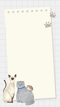 Cat beige notepaper mobile wallpaper, cute animal design